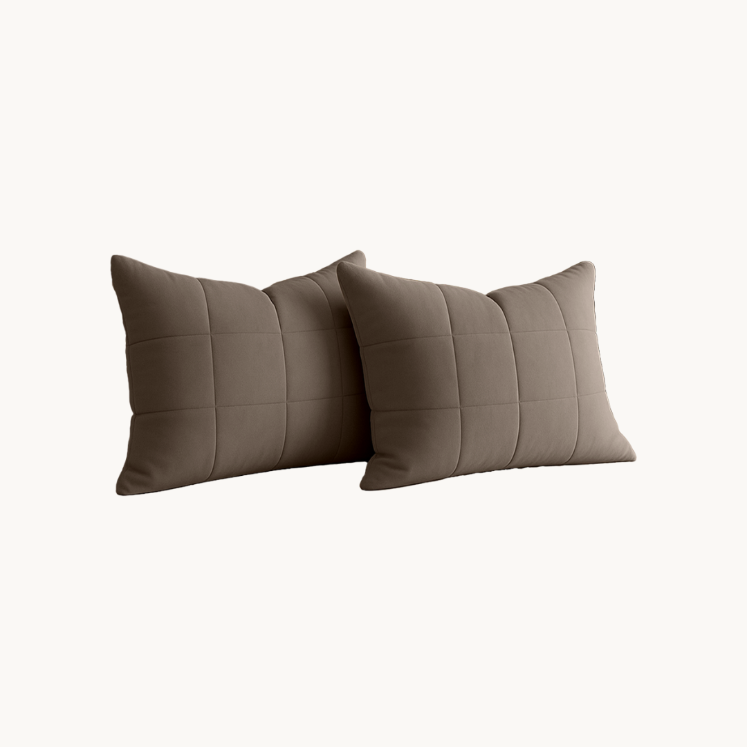 Y-NOT Kissenbezüge Vol & Gevoerd Matt Satin Taupe/Grau 60x70 cm 2er-Pack