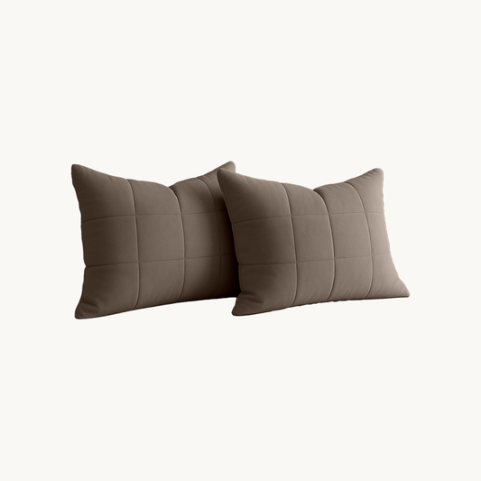 Y-NOT Kissenbezüge Vol & Gevoerd Matt Satin Taupe/Grau 60x70 cm 2er-Pack