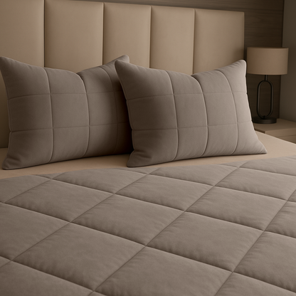 Y-NOT Kissenbezüge Vol & Gevoerd Matt Satin Taupe/Grau 60x70 cm 2er-Pack