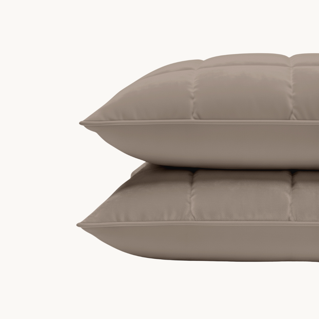 Y-NOT Kissenbezüge Vol & Gevoerd Matt Satin Taupe/Grau 60x70 cm 2er-Pack