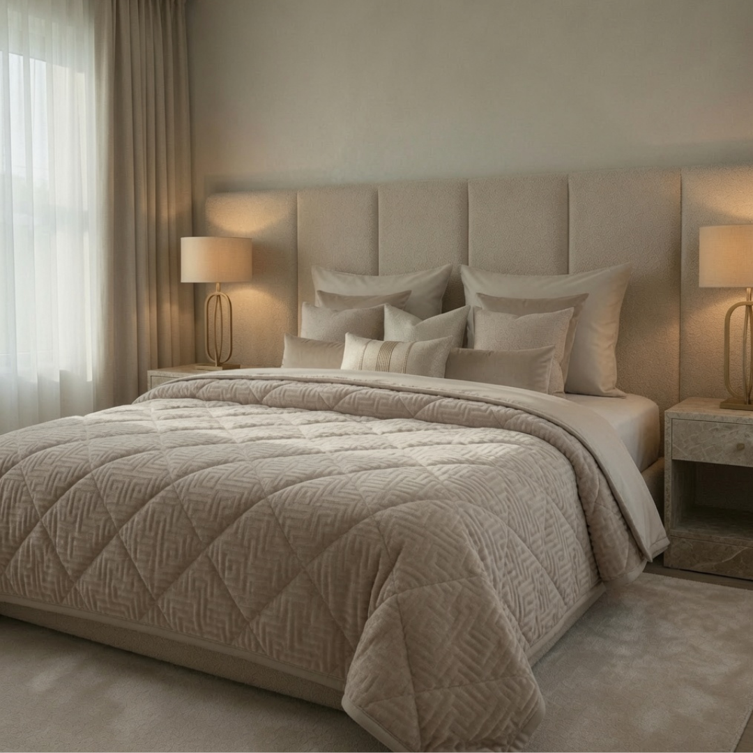 Y-NOT Velours Bettdecke Designer Taupe