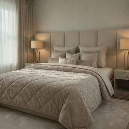 Y-NOT Velours Bettdecke Designer Taupe