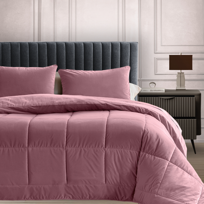 Bettdecke ohne Bezug aus Velvet – Altrosa