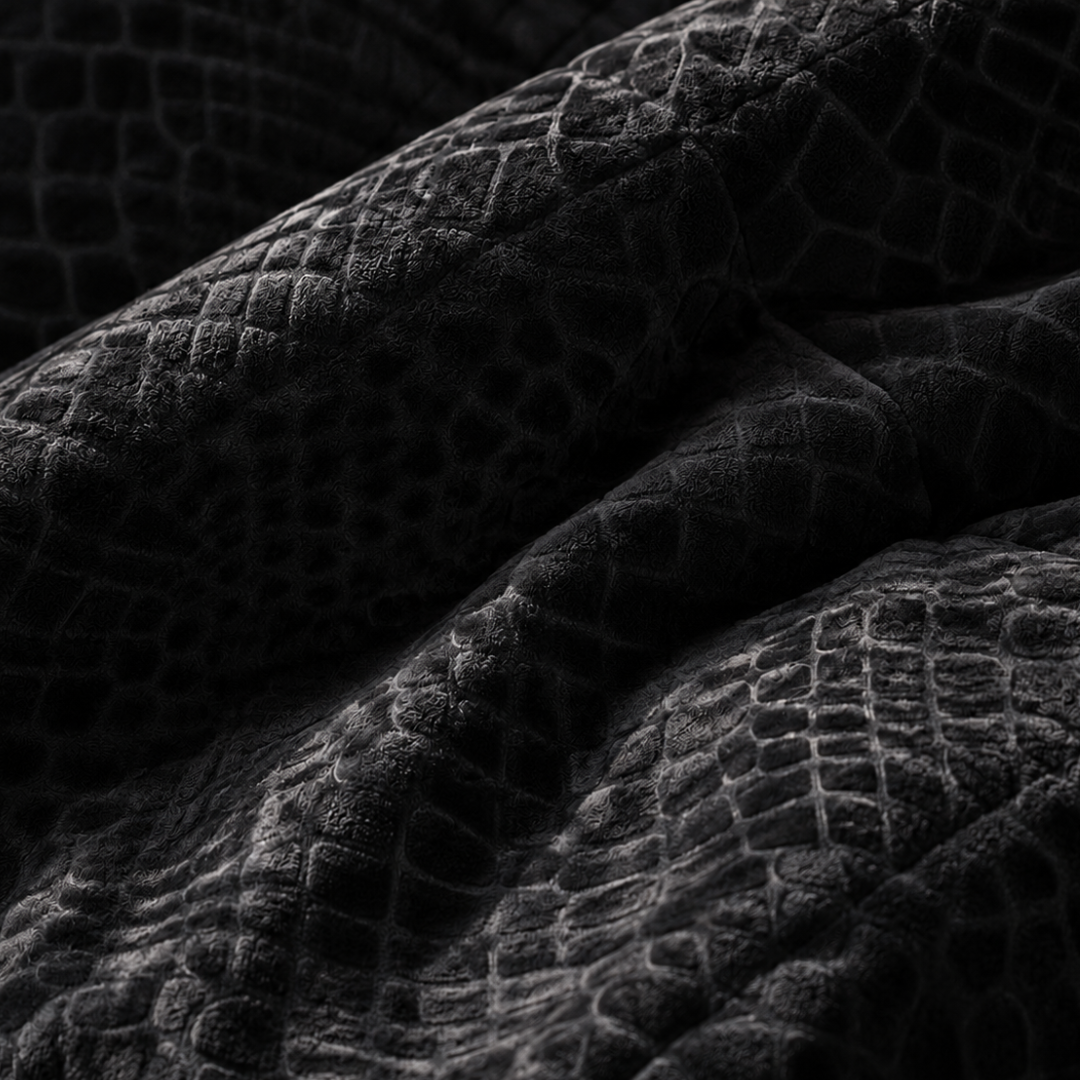 Y-NOT Velours Ganzjahres Bettdecket Snake-Optik Schwarz