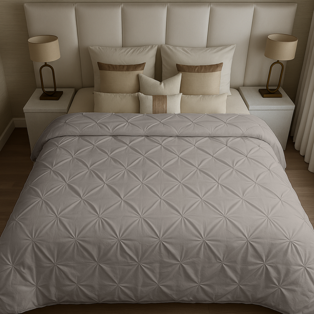 Bettdecke ohne Bezug aus mattem Satin Diamond in Taupe (220 cm lang)