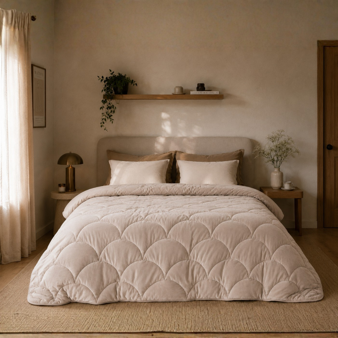 Y-NOT Velours Bettdecke Taupe/Gray