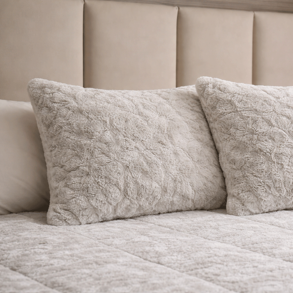 Y-NOT Kissenbezüge Pom Pom Fur Greige 60x70 cm 2er-Pack