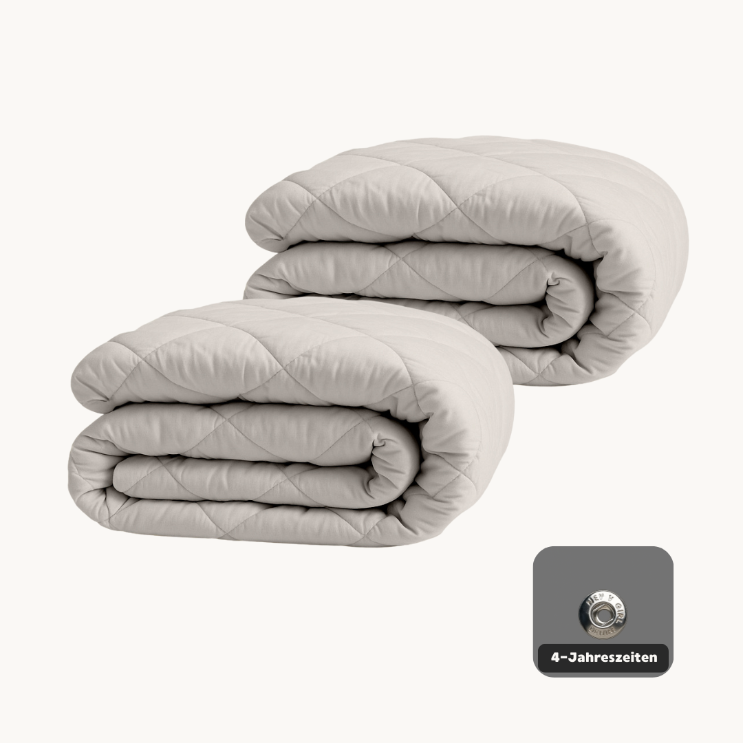 4-Jahreszeiten Bettdecke ohne Bezug aus Mattsatin Offwhite