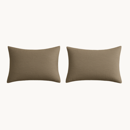 Y-NOT Kissenbezüge Micro Mousseline Taupe 60x70 cm 2er-Pack