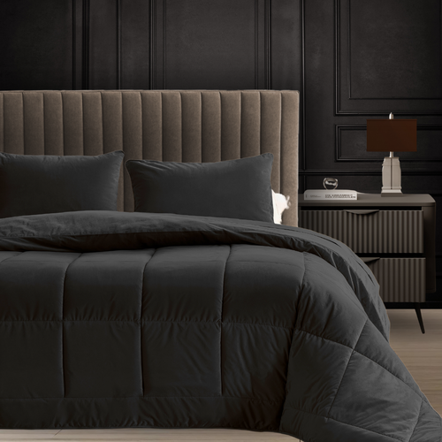 Bettdecke ohne Bezug aus Velvet – Schwarz