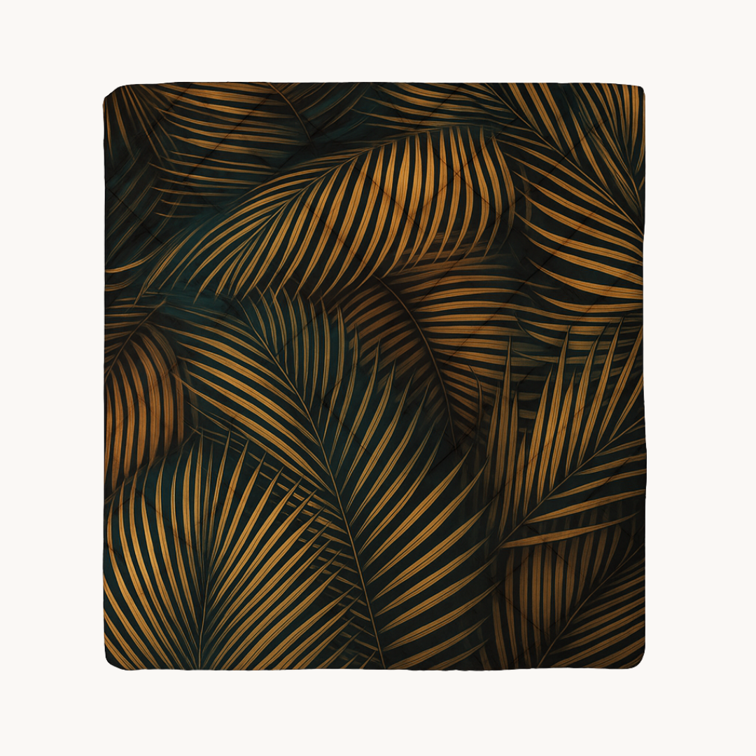 Bettdecke Ohne Bezug Matt-Satin Leaves Green Gold