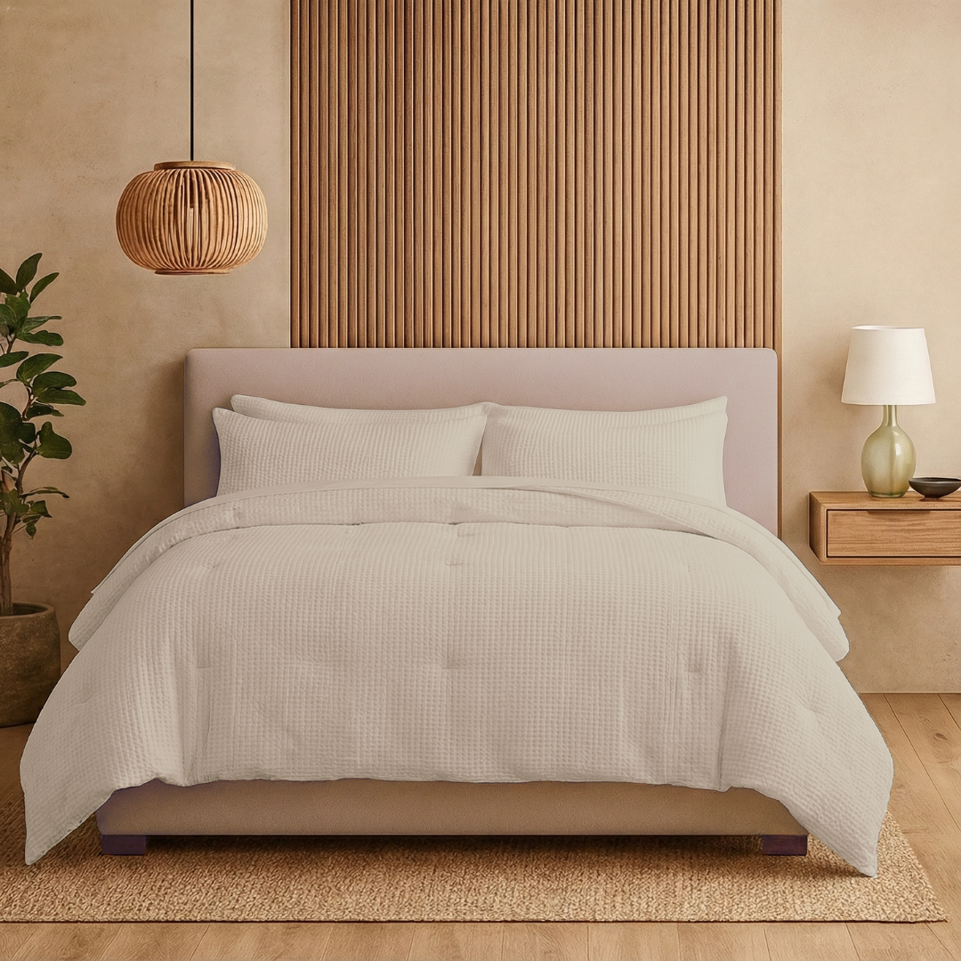 Bettdecke ohne Bezug Waffel Sand (220 cm lang)