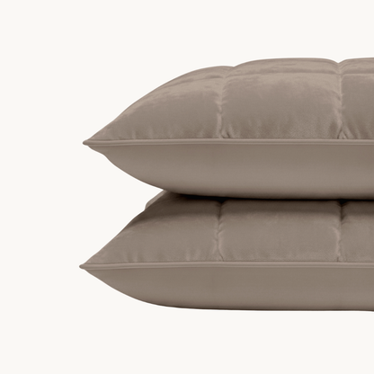Y-NOT Kissenbezüge Vol & Gevoerd Velvet Taupe/Grau 2er-Pack 60x70 cm