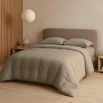 Y-NOT Kissenbezüge Micro Mousseline Taupe 60x70 cm 2er-Pack
