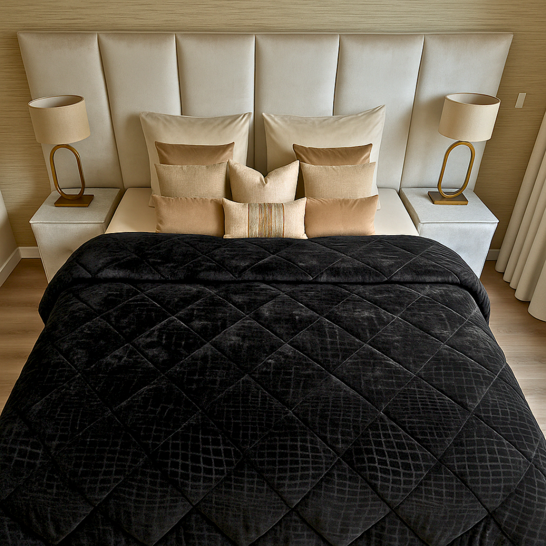 Bettdecke Ohne Bezug Samt Snake Skin Jet Black