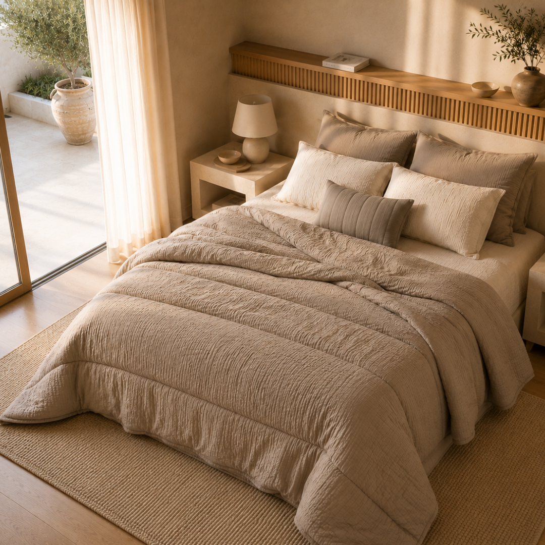 Y-NOT Micro-Musselin Ganzjahres Bettdecke Taupe