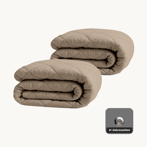 4-Jahreszeiten Bettdecke ohne Bezug aus Mattsatin Taupe