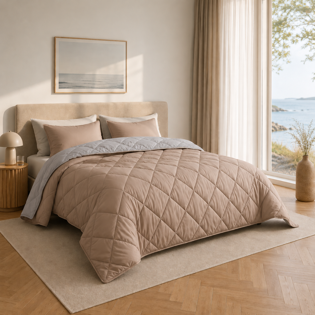 Y-NOT Sommerbettdecke Light Grey / Taupe