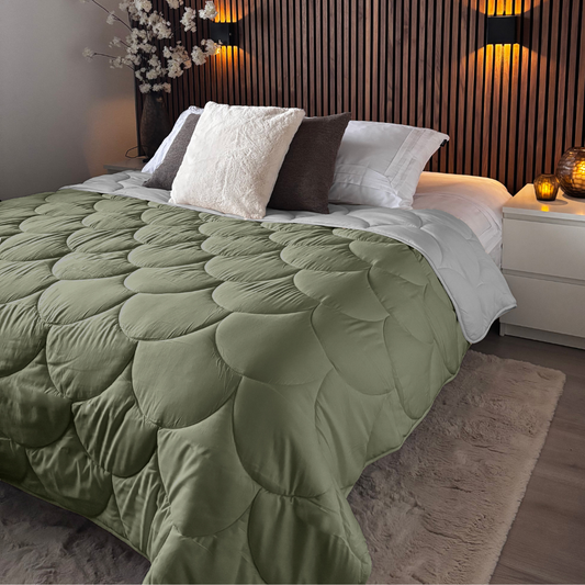 Bettdecke ohne Bezug Matt Satin™ Grau/Olivine