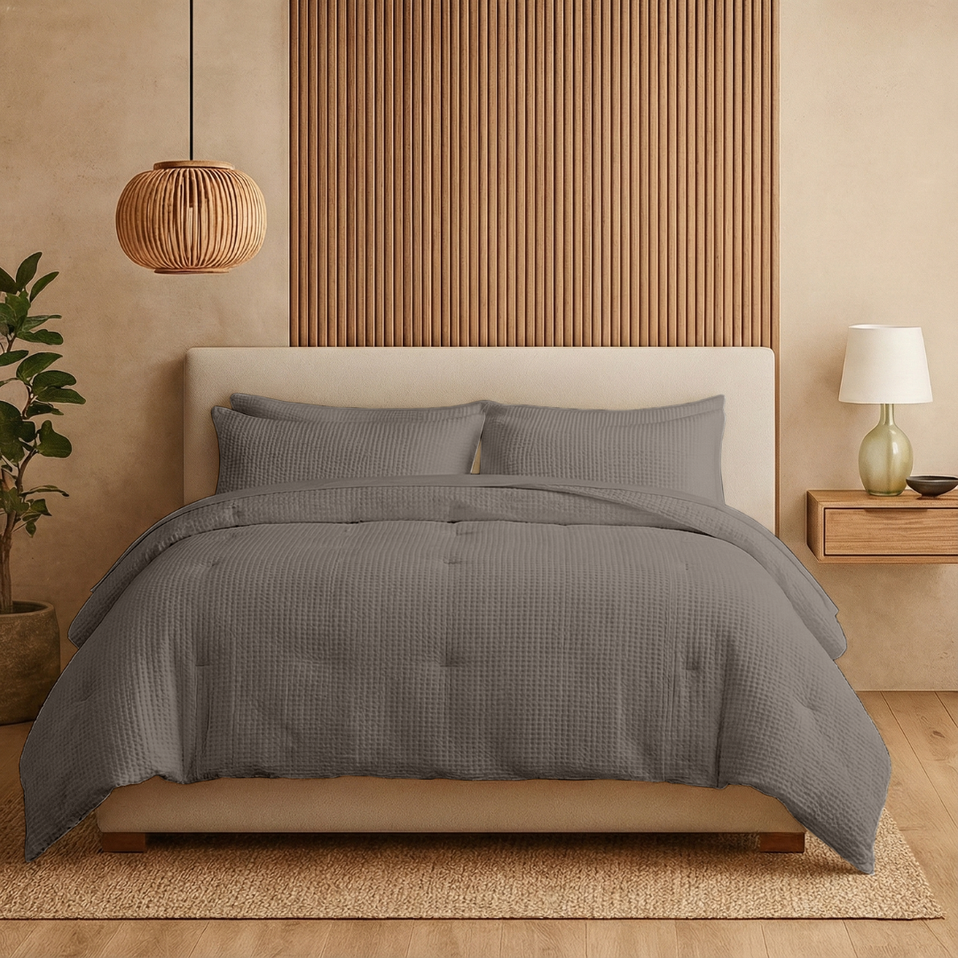 Bettdecke ohne Bezug Waffle Taupe (220 cm lang)