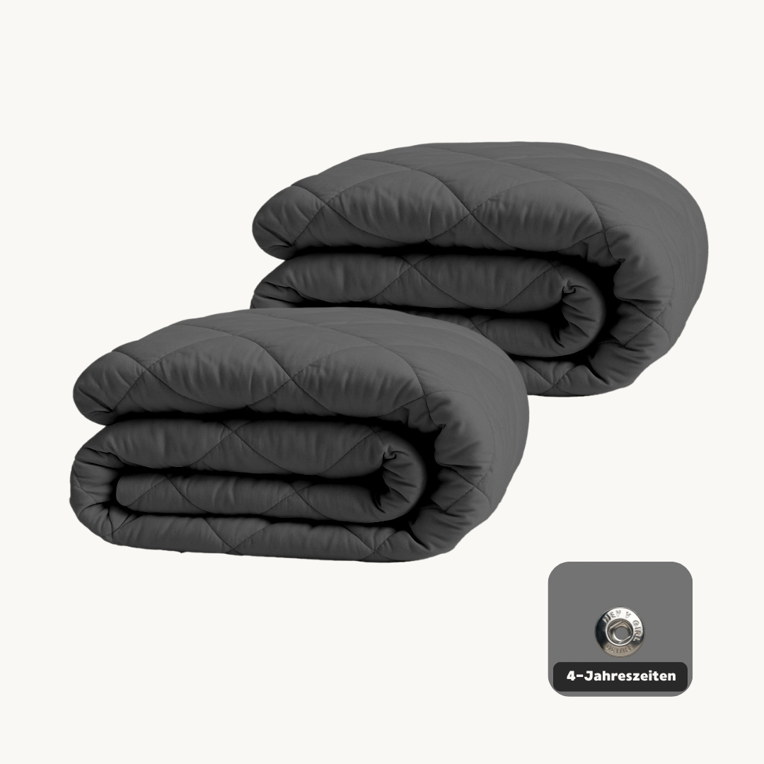 4-Jahreszeiten Bettdecke ohne Bezug aus Mattsatin Anthrazit