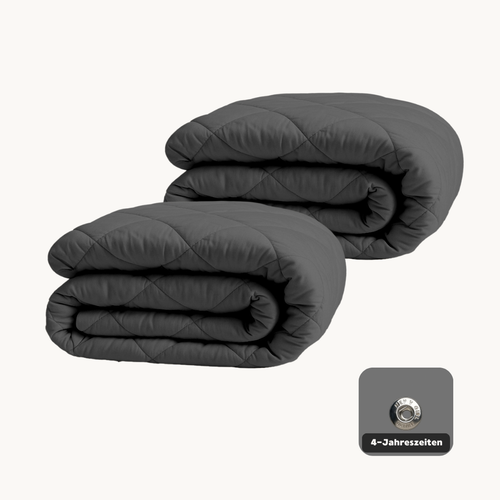 4-Jahreszeiten Bettdecke ohne Bezug aus Mattsatin Anthrazit