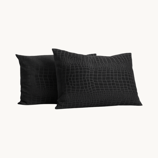Kissenbezüge Samt Snake Skin Jet Black 60x70 cm 2er-Pack