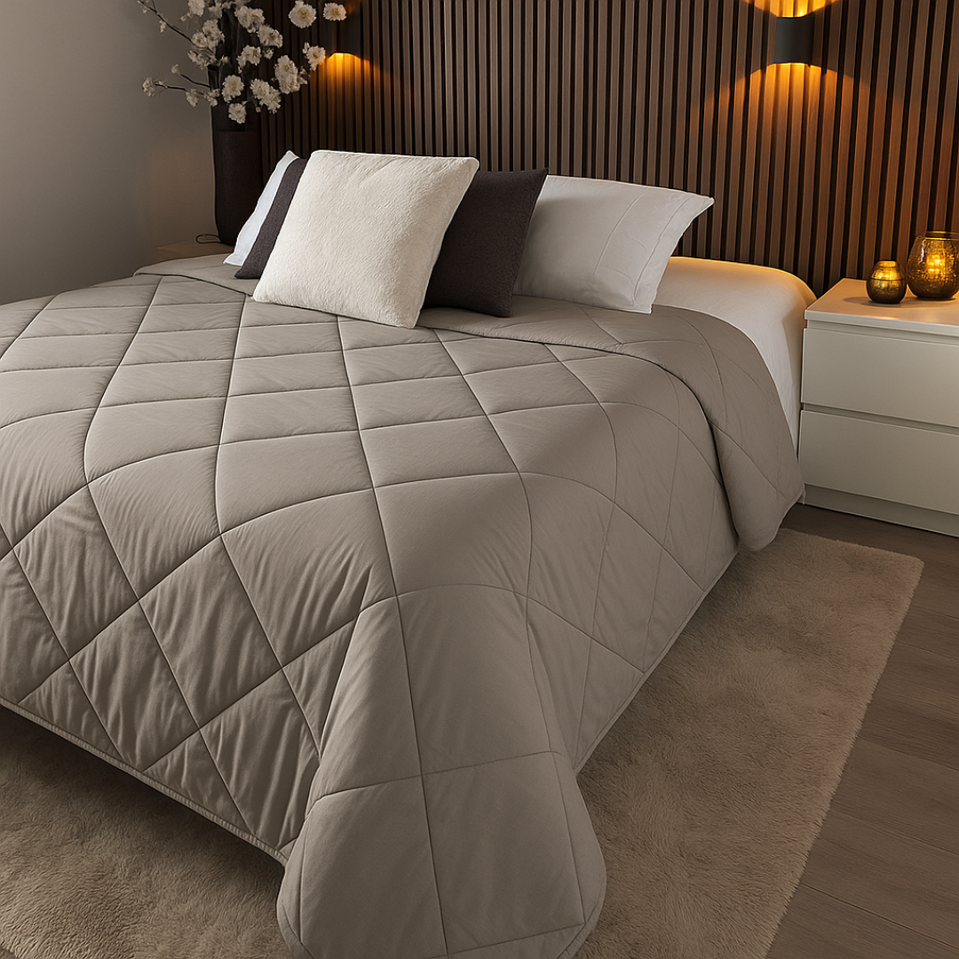 Bettdecke ohne Bezug Matt Satin™ Taupe / Grau