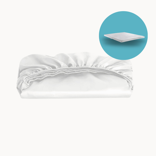 Topper-Spannbettlaken Baumwollsatin Premium Weiß