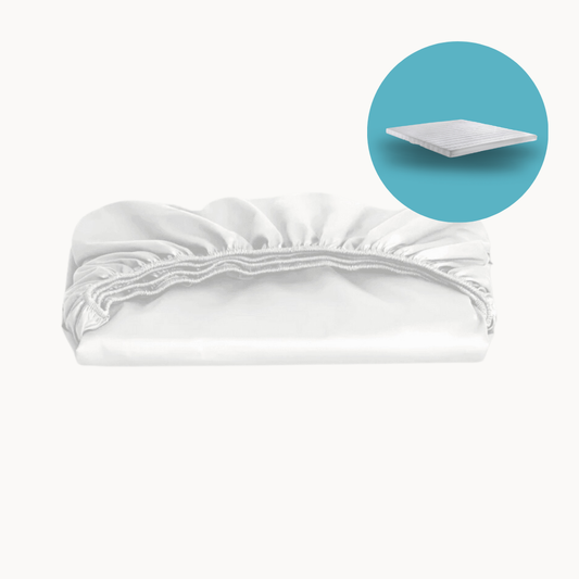 Topper-Spannbettlaken Baumwollsatin Premium Weiß