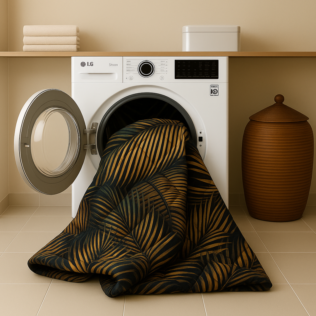 Bettdecke Ohne Bezug Matt-Satin Leaves Green Gold