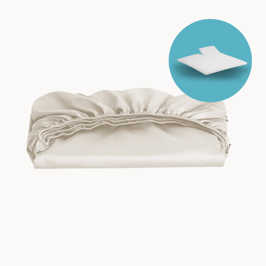 Split-Topper-Spannbettlaken Baumwollsatin Pearl White