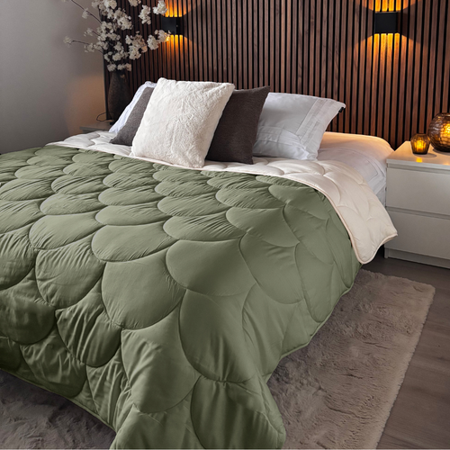 Bettdecke ohne Bezug Matt Satin™ Creme/Olivine