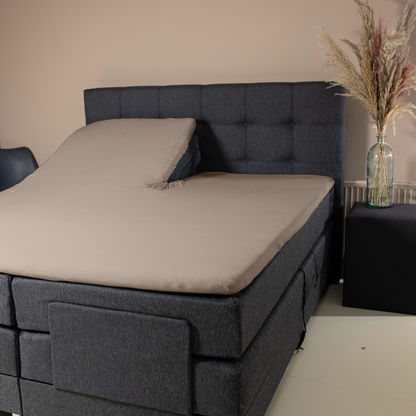 Splittopper Spannbettlaken Premium Doppel-Jersey Baumwolle Taupe