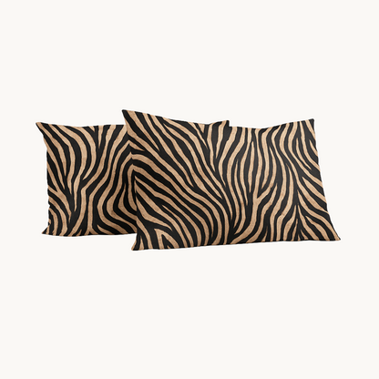 Kissenbezüge Matt Satin Tiger Black Gold 60x70 cm 2er-Pack