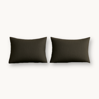Y-NOT Kissenbezüge Micro Mousseline Chocolate Brown 60x70 cm 2er-Pack