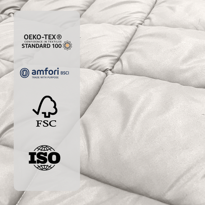 Bettdecke ohne Bezug aus Mattsatin Grau / Offwhite (220 cm Länge)