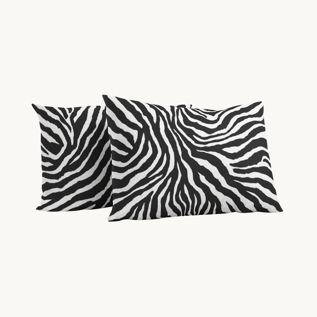 Kissenbezüge Matt Satin Tiger Black Silver 60x70 cm 2er-Pack