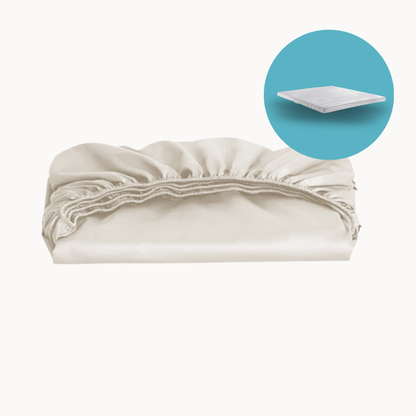 Topper-Spannbettlaken Baumwollsatin Pearl White