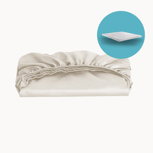 Topper-Spannbettlaken Baumwollsatin Pearl White
