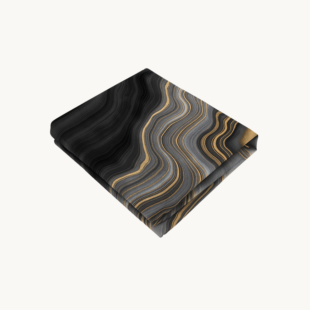 Kissenbezüge Matt Satin Marmor Gold Schwarz 60x70 cm 2er-Pack
