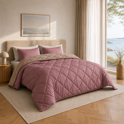 Y-NOT Sommerbettdecke Taupe / Old Pink