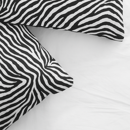 Kissenbezüge Matt Satin Tiger Black Silver 60x70 cm 2er-Pack