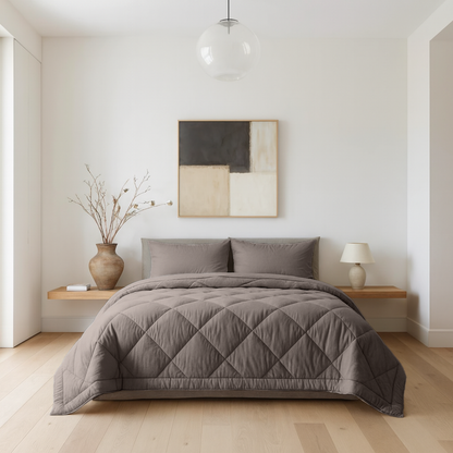 Bambus Bettdecke ohne Bezug in Taupe / Grau