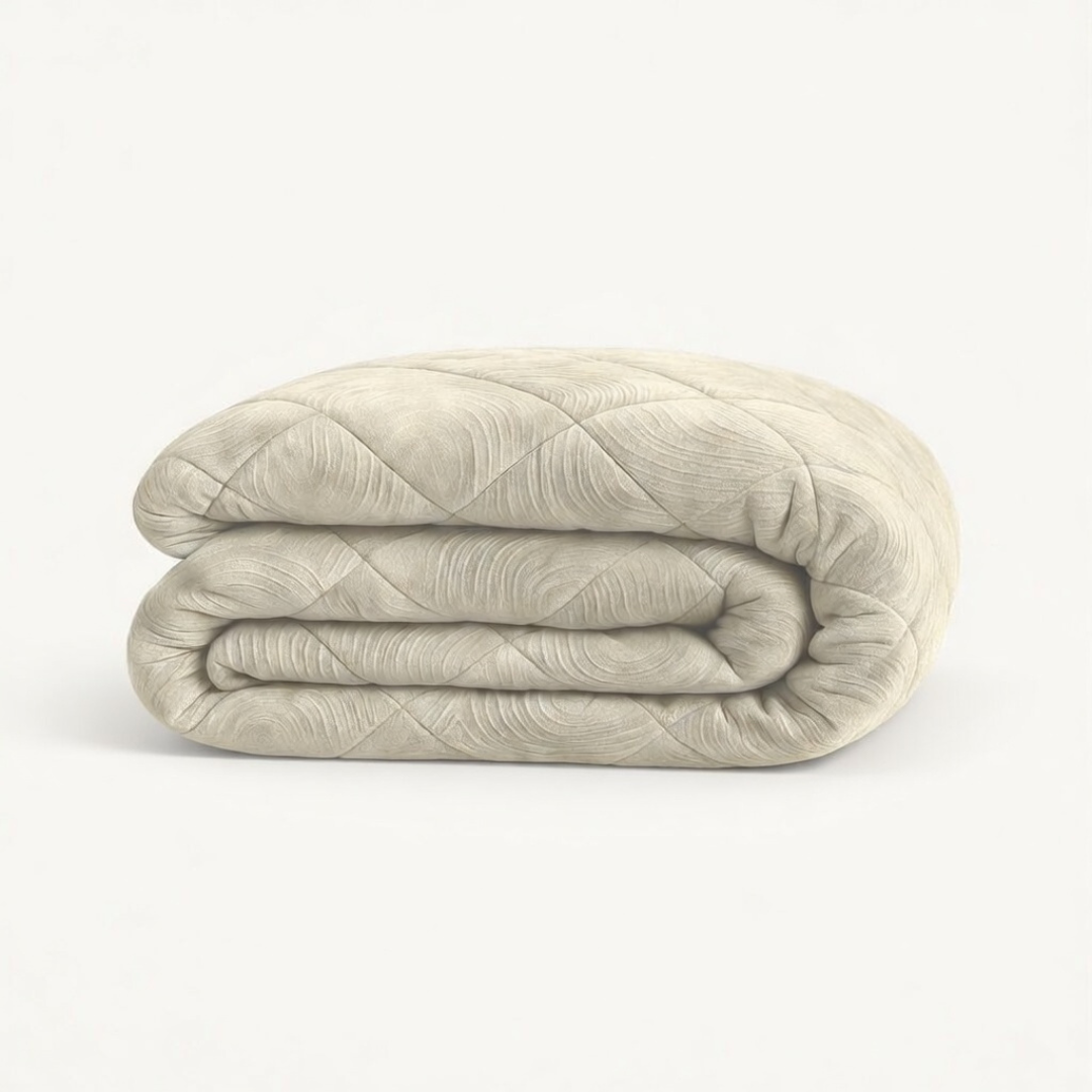 Velvet Bettdecke ohne Bezug Japandi Pearl White