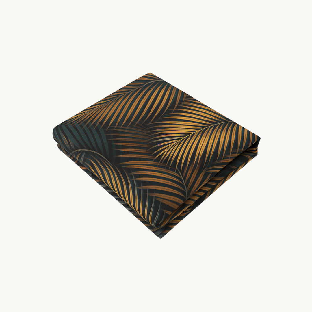 Kissenbezüge Matt Satin Leaves Green Gold 60x70 cm 2er-Pack