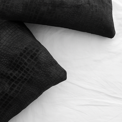 Kissenbezüge Samt Snake Skin Jet Black 60x70 cm 2er-Pack