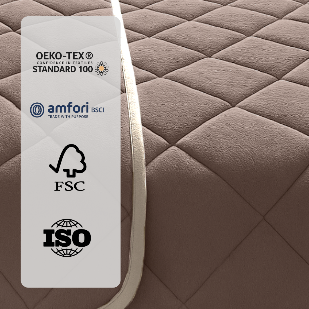 Bettdecke ohne Bezug aus Soft-Fleece-Flanell in Taupe / Grau mit perlmuttweißer Paspel