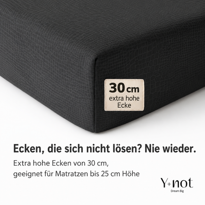 Matratzen Spannbettlaken Velvet Snake Skin – Jet Black