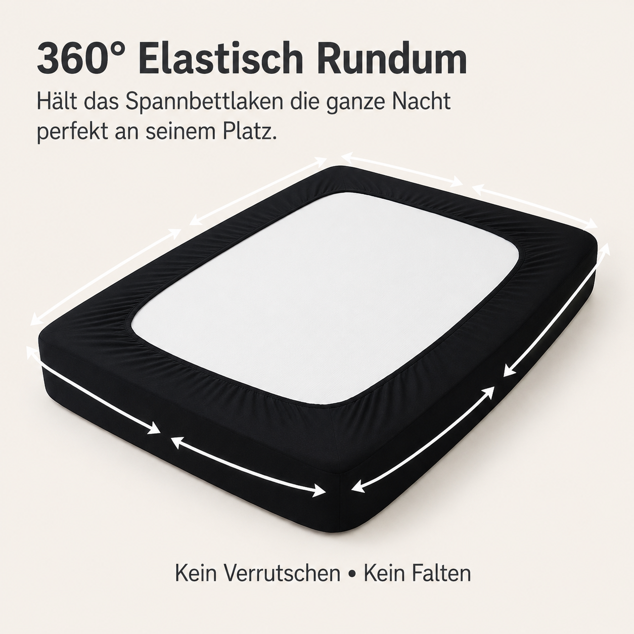 Matratzen-Spannbettlaken Velvet Jet Black